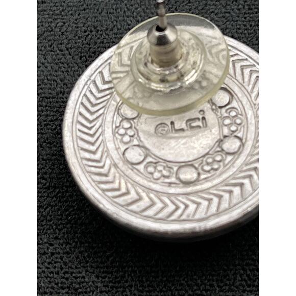 Liz Claiborne Marked Earrings Pierced White Matte Stones - Picture 4 of 4